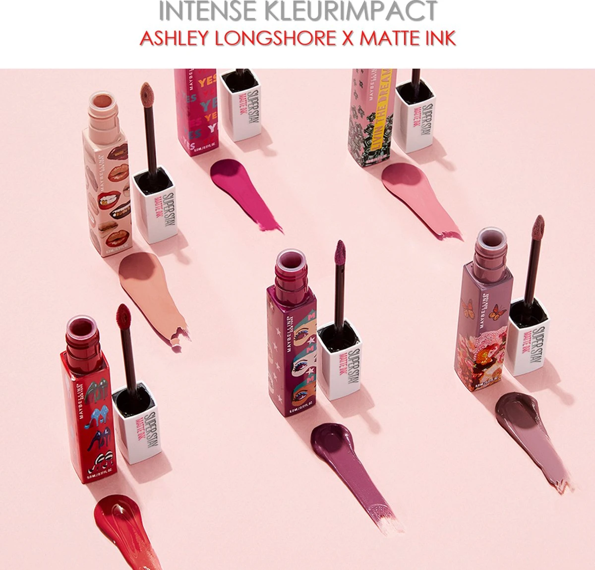 Maybelline Superstay Langhoudende Lippenstift - Matte Ink X Ashley Longshore - 95 Visionary - Paars - Limited Edition 5 Maybelline Superstay Langhoudende Lippenstift - Matte Ink X Ashley Longshore - 95 Visionary - Paars - Limited Edition - Afbeelding 5