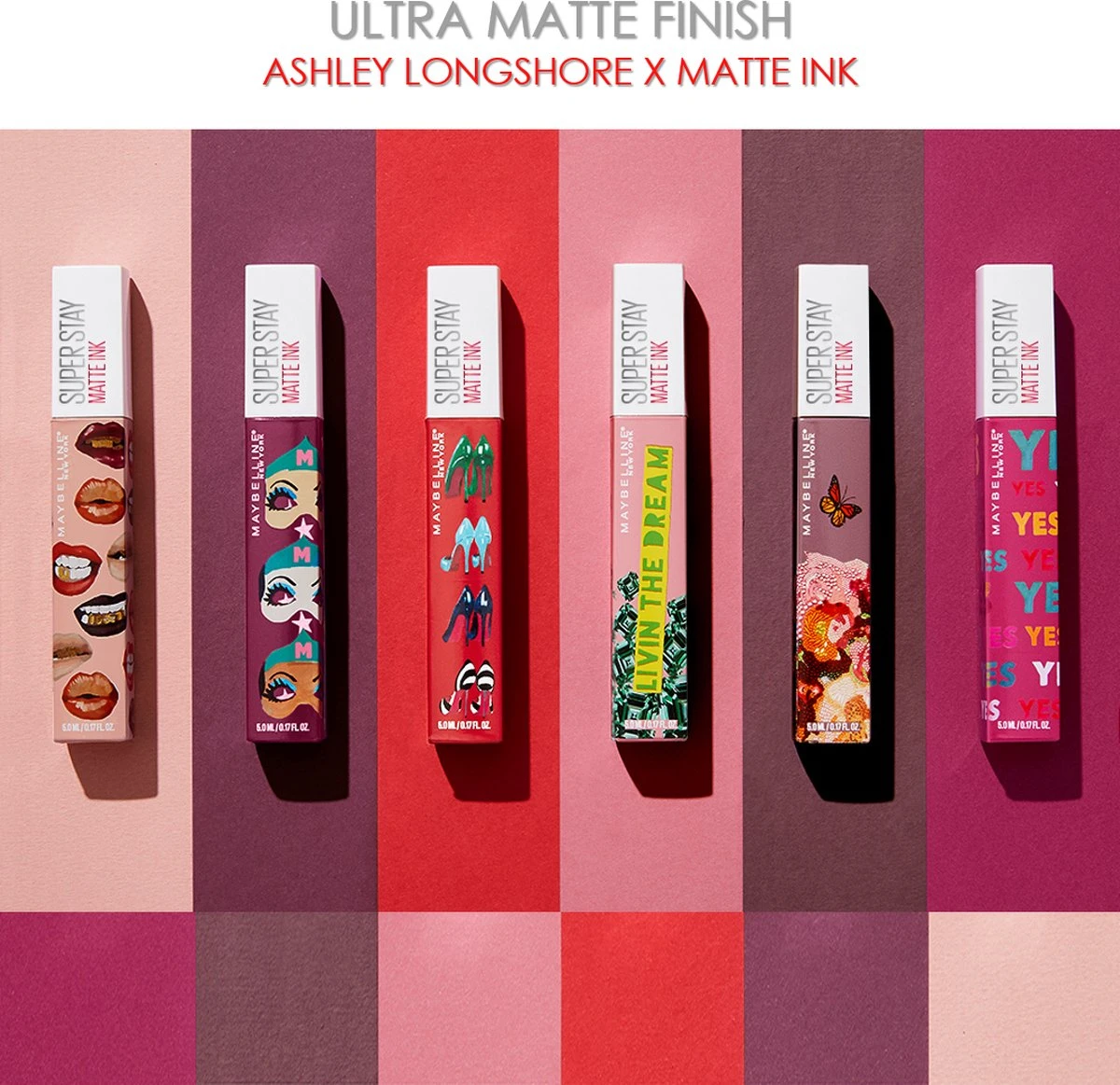 Maybelline Superstay Langhoudende Lippenstift - Matte Ink X Ashley Longshore - 95 Visionary - Paars - Limited Edition 4 Maybelline Superstay Langhoudende Lippenstift - Matte Ink X Ashley Longshore - 95 Visionary - Paars - Limited Edition - Afbeelding 4