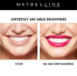 Maybelline SuperStay 24H Smile Brighters Lippenstift - 860 Crisp Magenta - Roze - Langhoudend -Lip Make Up Winkel 1200x1197 11