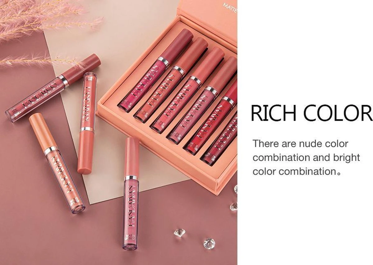 HANDAIYAN® | Liquid Lipsticks | Set Van 6 | Matte Lippenstift | Vloeibare Lippenstift | Waterproof | Make Up Set | Geschenkset | Giftset | Lipstick | Lippenstift | Lipgloss | Lip Gloss 3 HANDAIYAN® | Liquid Lipsticks | Set Van 6 | Matte Lippenstift | Vloeibare Lippenstift | Waterproof | Make Up Set | Geschenkset | Giftset | Lipstick | Lippenstift | Lipgloss | Lip Gloss - Afbeelding 3