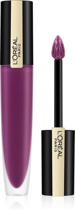 L'Oréal Paris Rouge Signature Lippenstift - 104 I Rebel - Paars - Matte Vloeibare Lipstick -Lip Make Up Winkel 429x1200