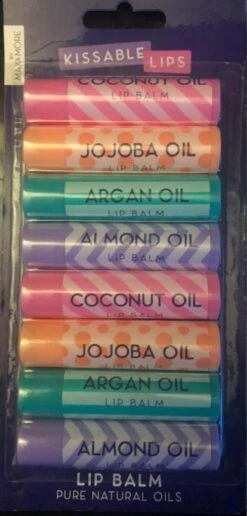 MAX Lippenbalsem 8 Stuks In Diverse Smaken 2 X Coconut - 2 X Argan -2 X Jojoba -2 X Almond - Lippen Balsem