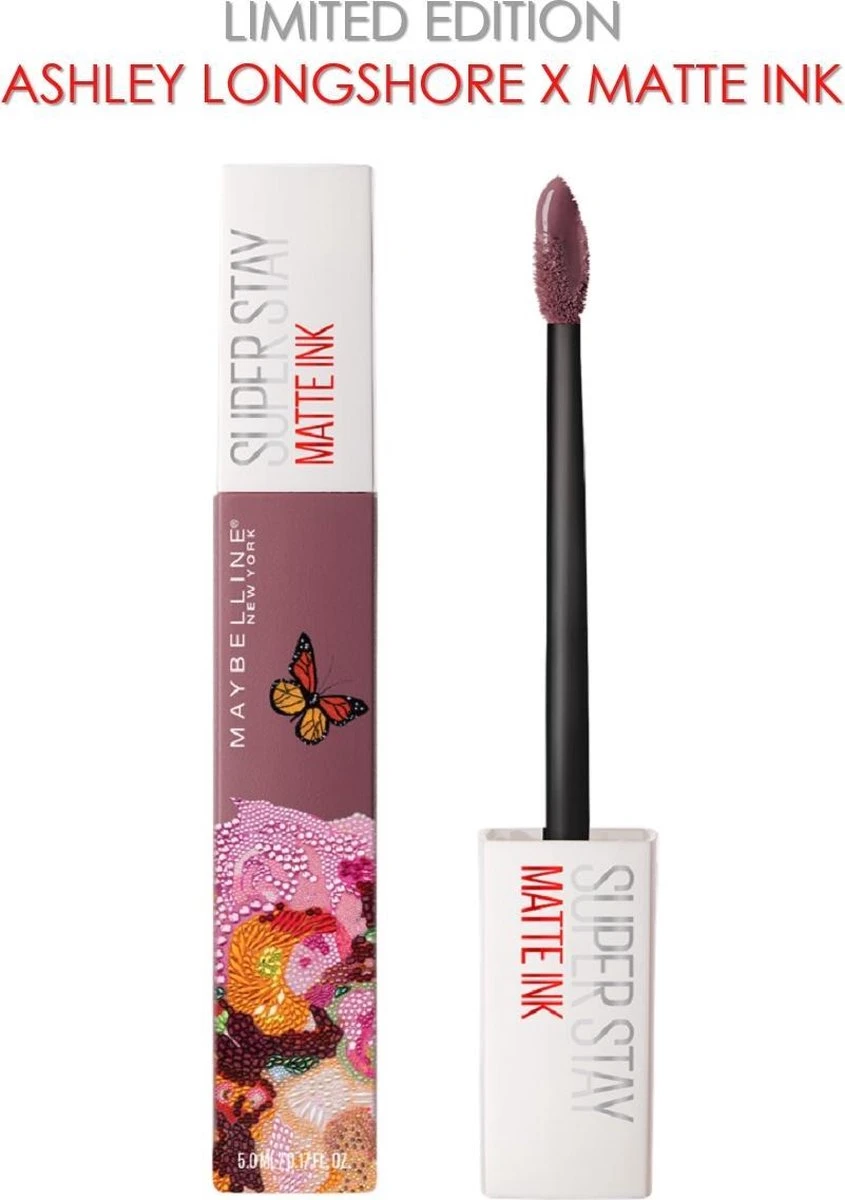 Maybelline Superstay Langhoudende Lippenstift - Matte Ink X Ashley Longshore - 95 Visionary - Paars - Limited Edition 10 Maybelline Superstay Langhoudende Lippenstift - Matte Ink X Ashley Longshore - 95 Visionary - Paars - Limited Edition - Afbeelding 10