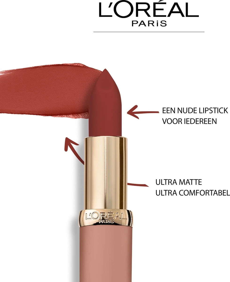L’Oréal Paris Color Riche Free The Nudes Lipstick - Nude Matte - 06 No Hesitation - Bruin - 3,9 Gr 6 L’Oréal Paris Color Riche Free The Nudes Lipstick - Nude Matte - 06 No Hesitation - Bruin - 3,9 Gr - Afbeelding 6